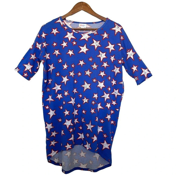 LuLaRoe Irma Patrioric Stars USA Shirt Size XXS NWT - Picture 1 of 5